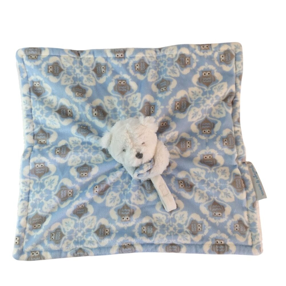 Blankets & Beyond Teddy‎ Bear Lovey on Blue Gray Owl Design Pacifier Holder - Picture 3 of 7